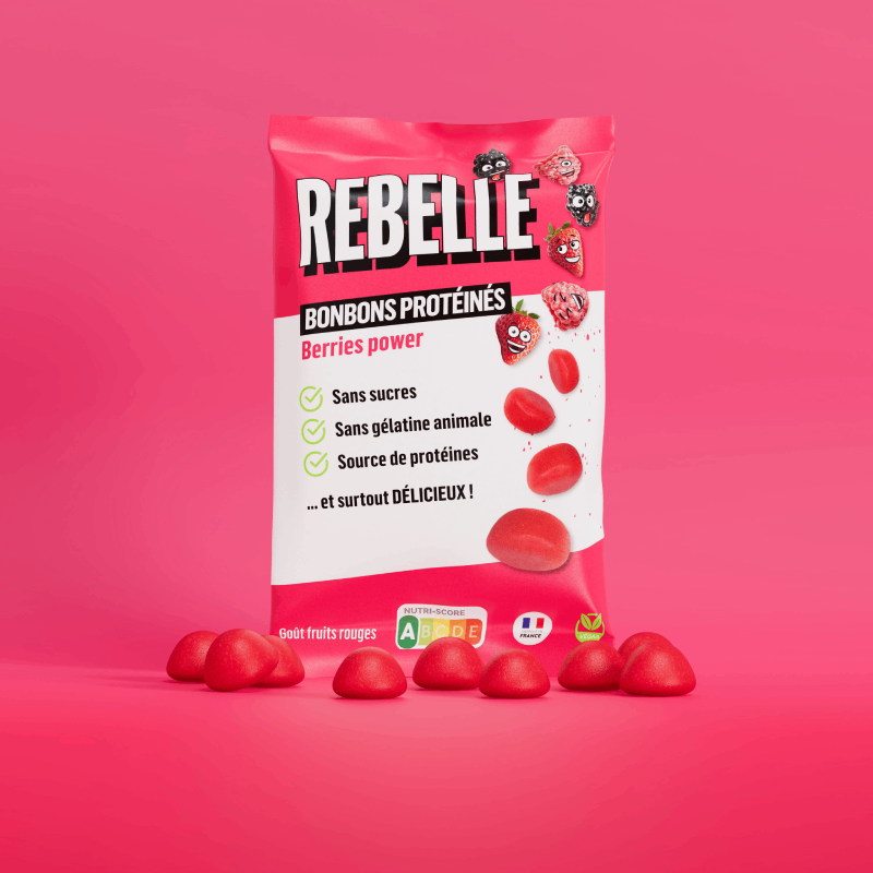 Golosinas proteicas frutos rojos