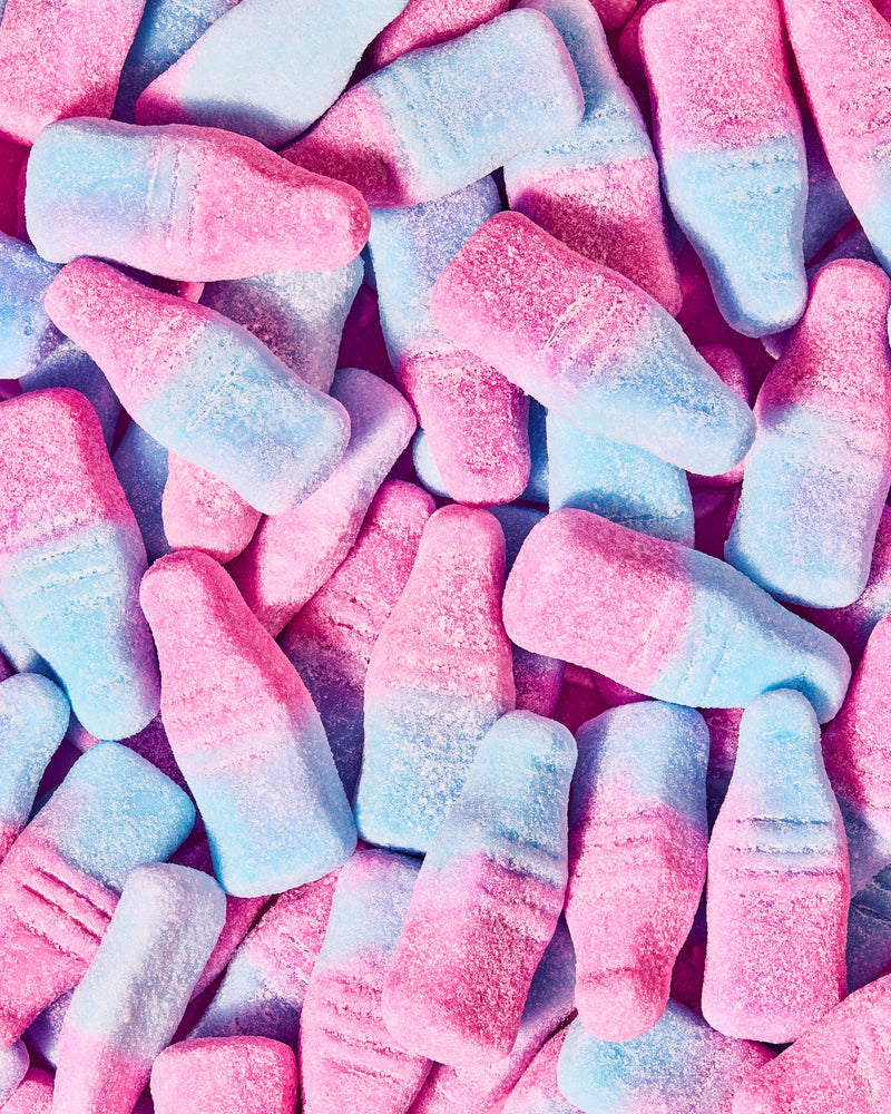 Botellas rosa y azul